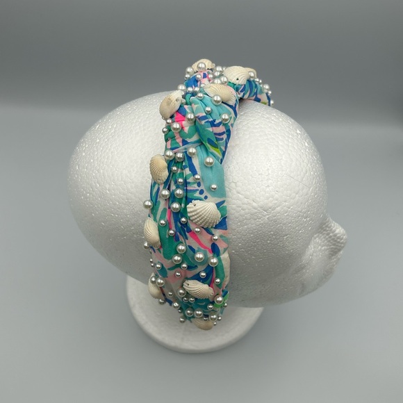 Lele Sadoughi X Lilly Pulitzer Cabana Cocktail Pearl Shell Knotted Headband - Picture 14 of 16